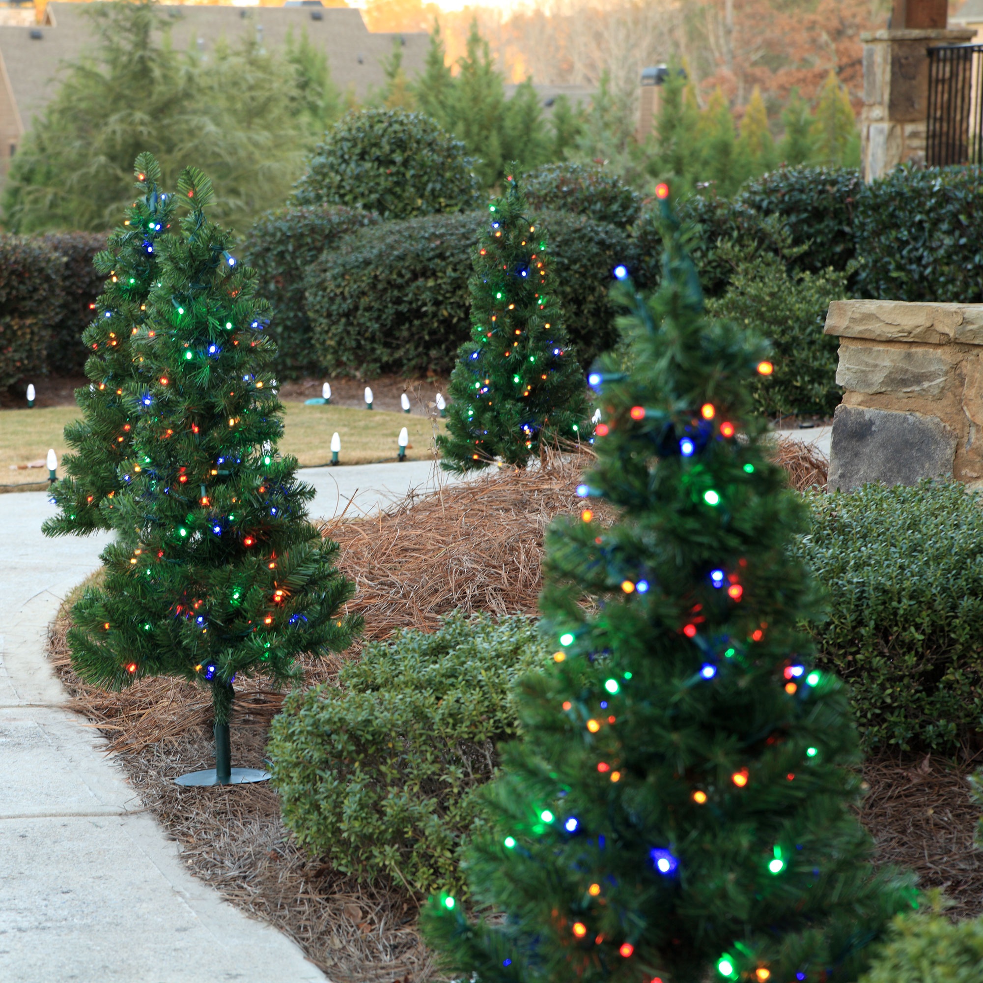 Outdoor Decorations - 2' Walkway Pre-Lit Winchester Fir Tree, 50 Warm