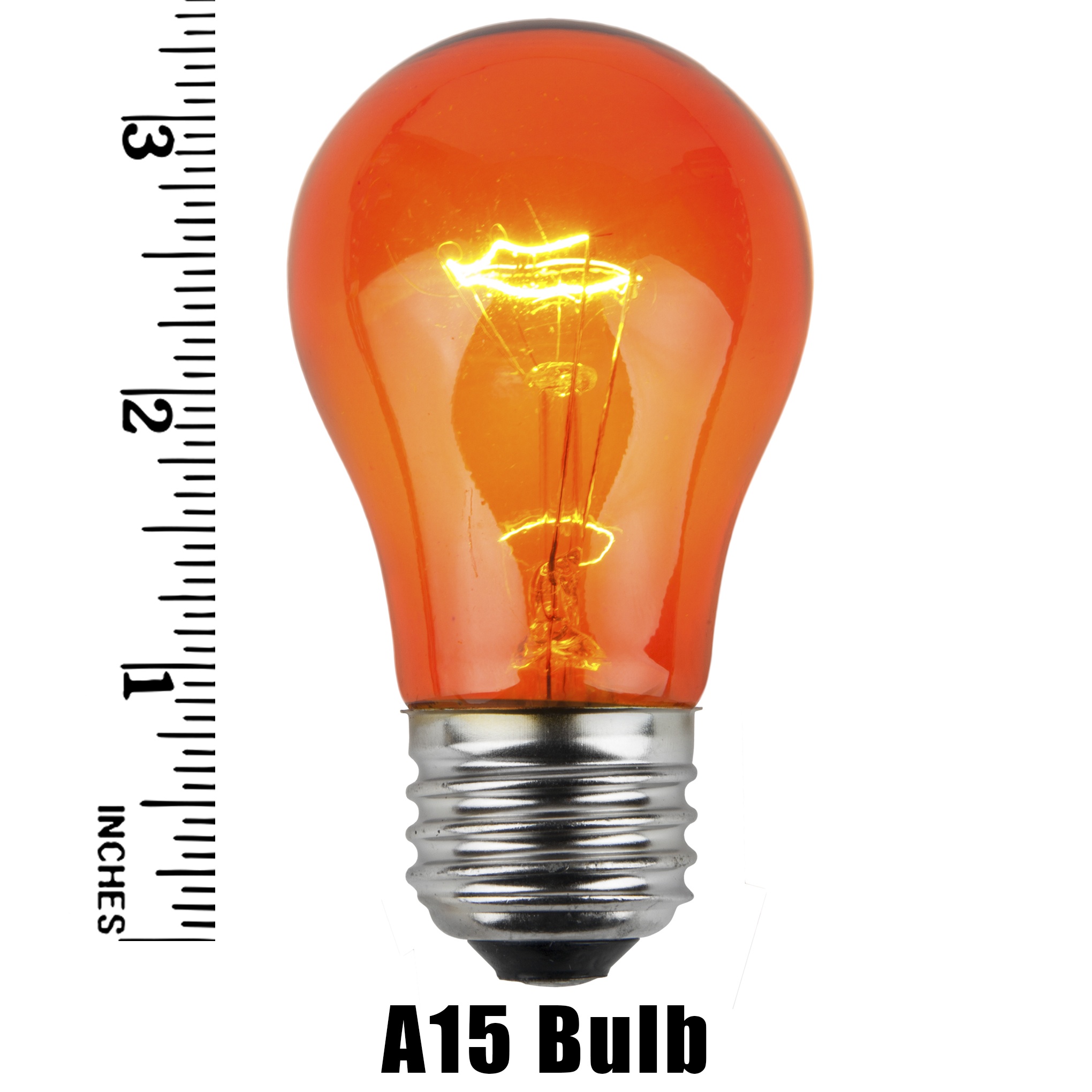 A15 Amber Transparent Incandescent Bulb Measurement