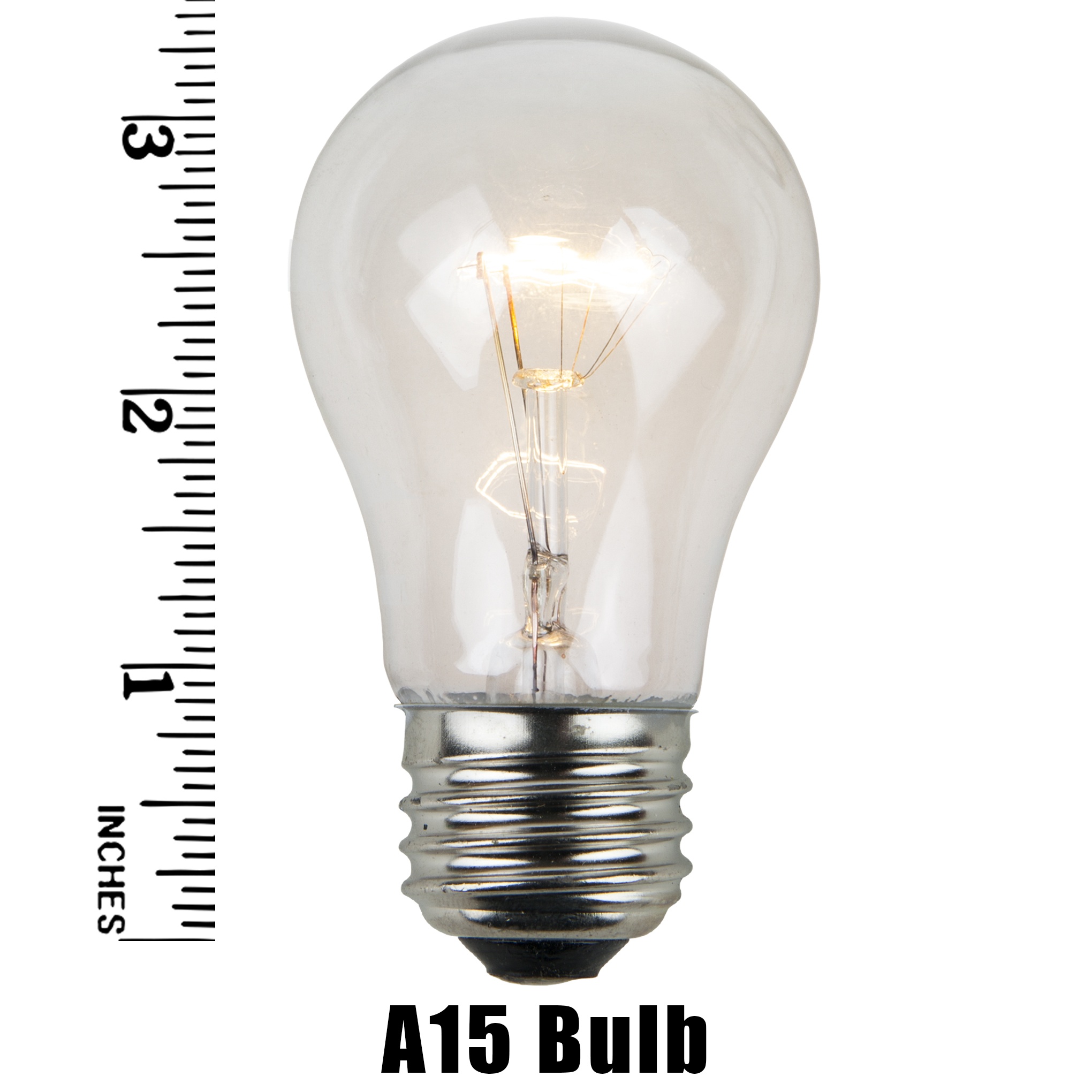 A15 Clear Transparent Incandescent Bulb Measurement