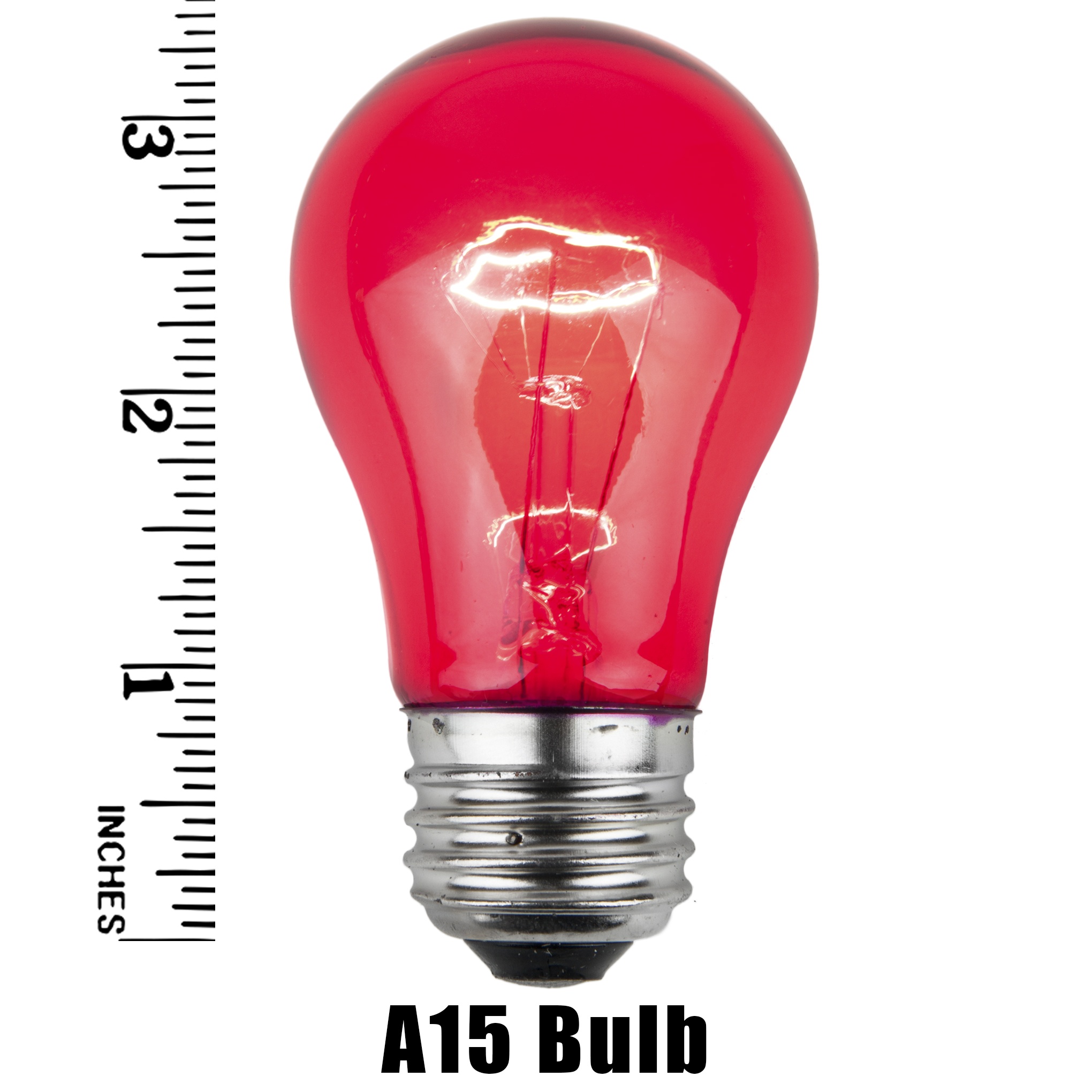 A15 Pink Transparent Incandescent Bulb Measurement