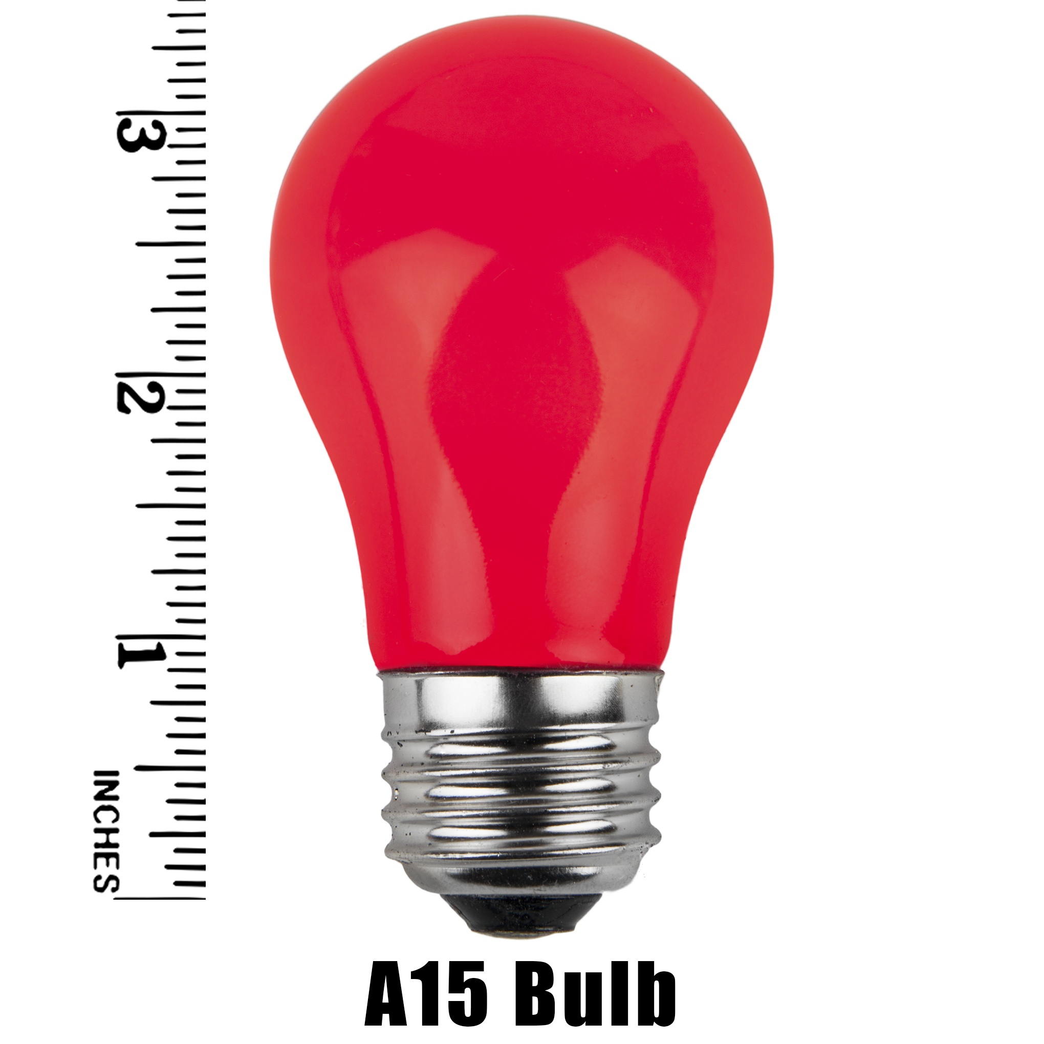A15 Red Opaque Incandescent Bulb Measurement