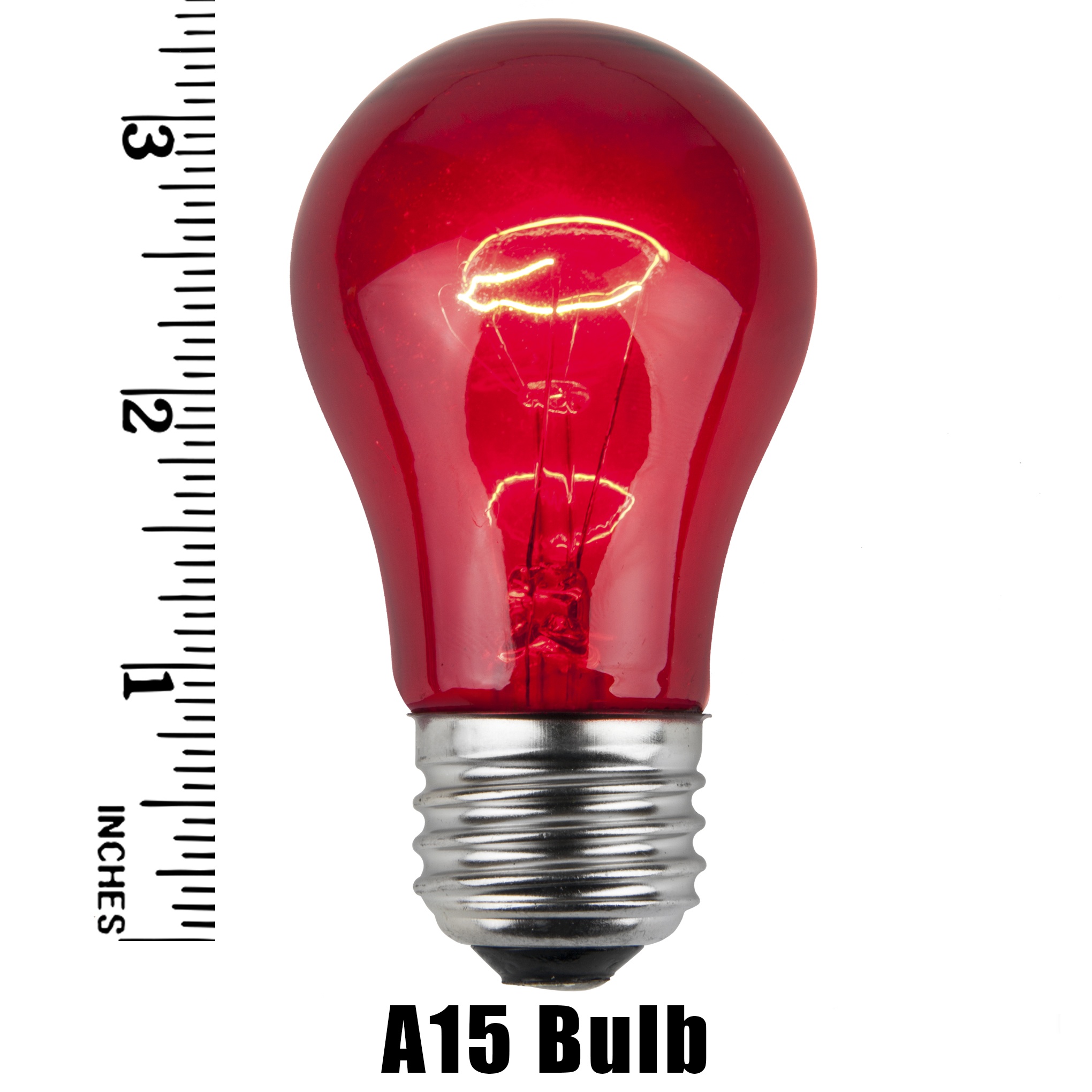 A15 Multicolored Transparent Incandescent Incandescent Bulb Measurement