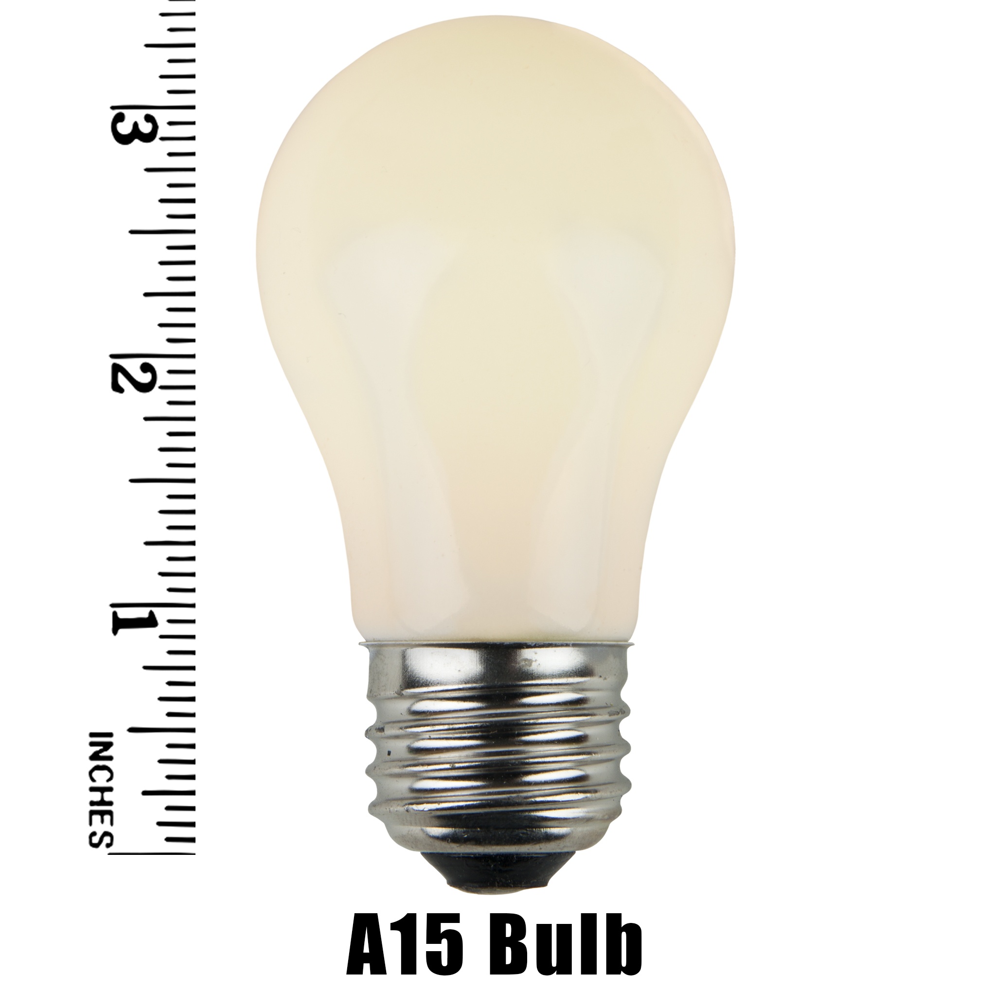 A15 White Opaque Incandescent Bulb Measurement