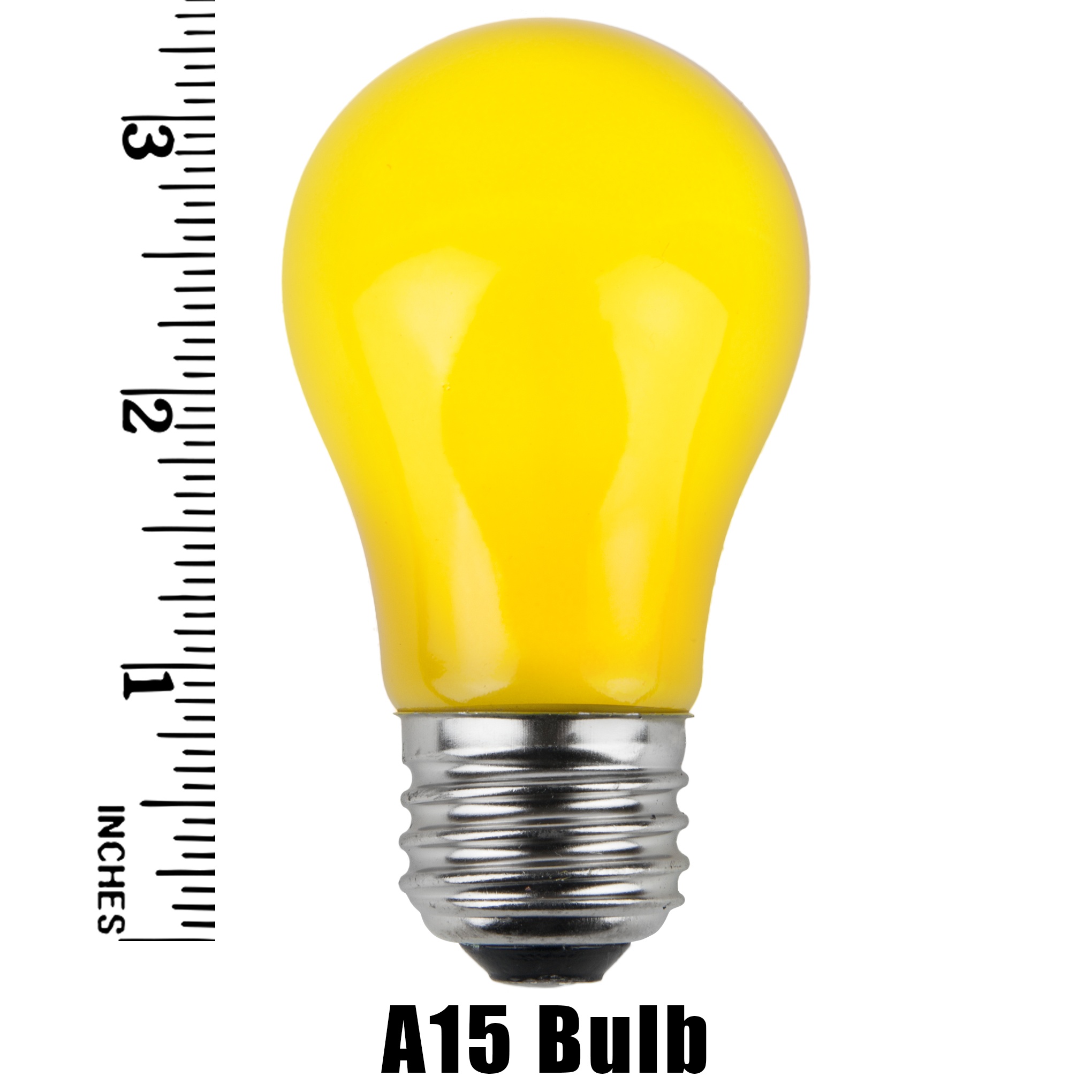 A15 Yellow Opaque Incandescent Bulb Measurement