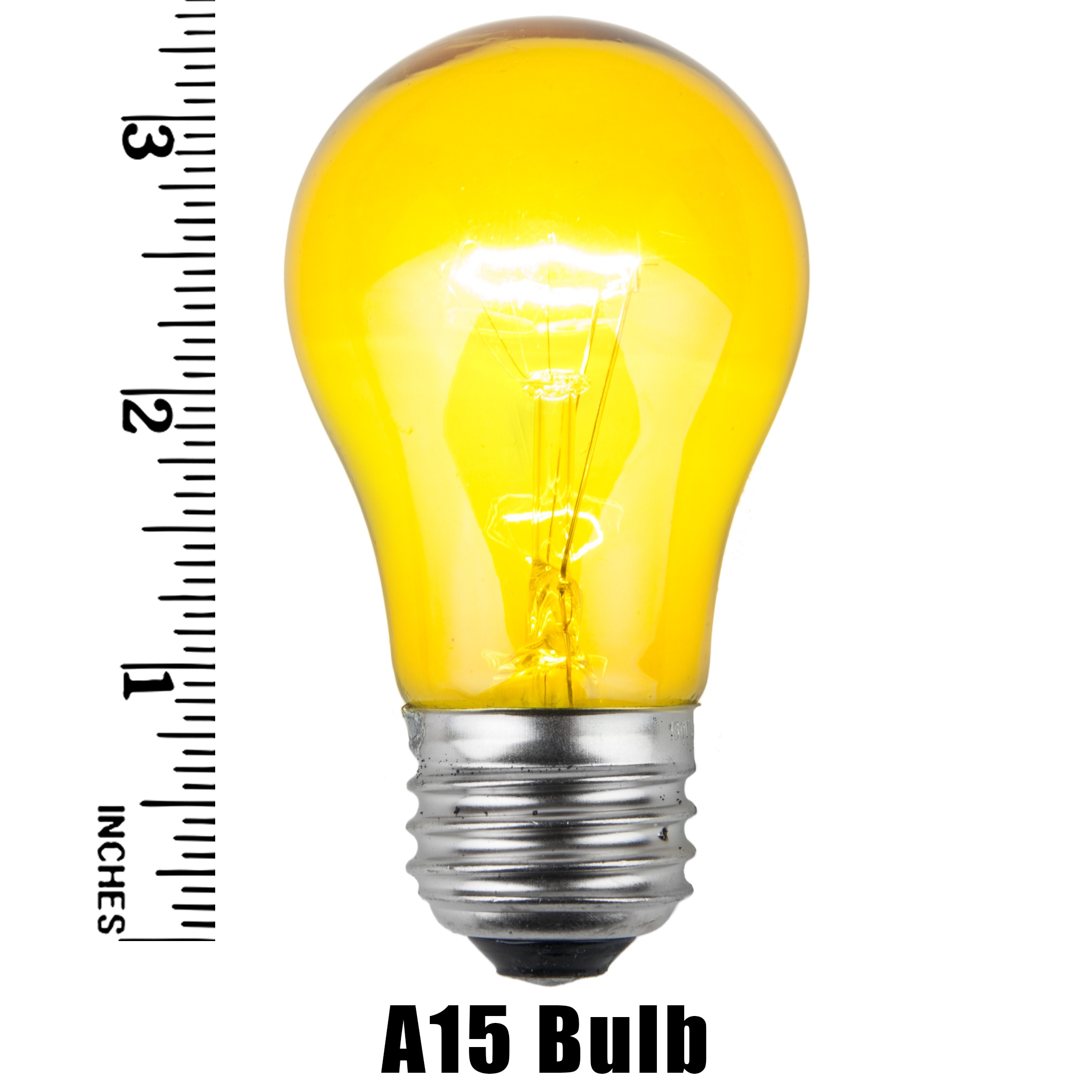 A15 Yellow Transparent Incandescent Bulb Measurement