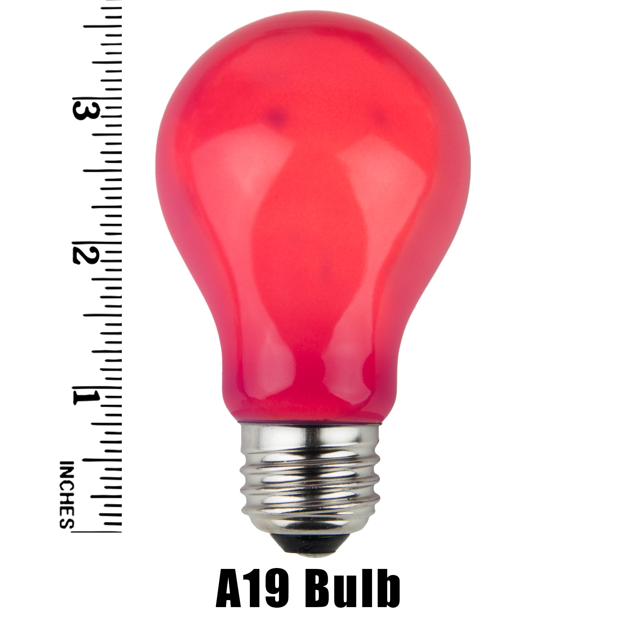 A19 Pink Opaque Incandescent Bulb Measurement