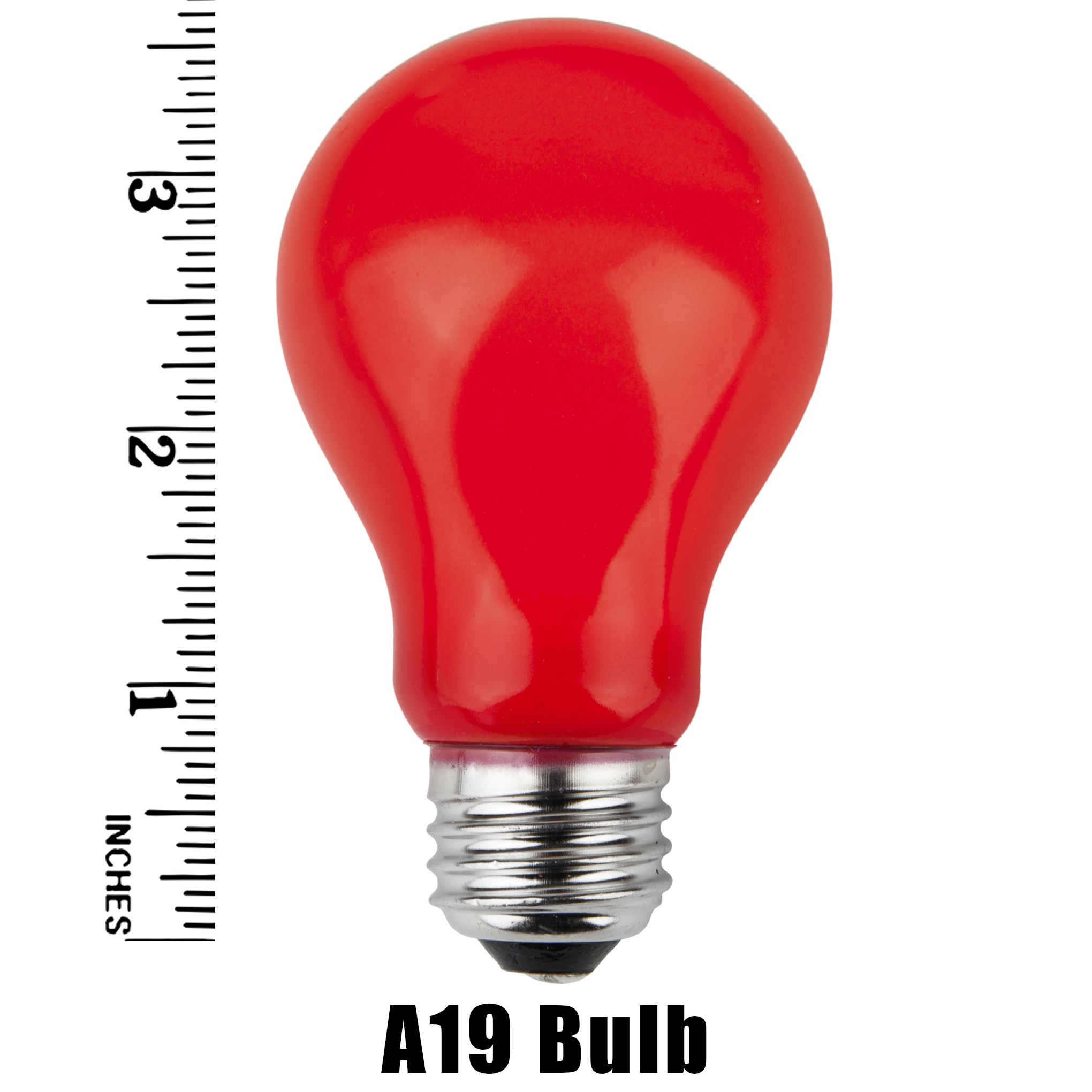 A19 Red Opaque Incandescent Bulb Measurement