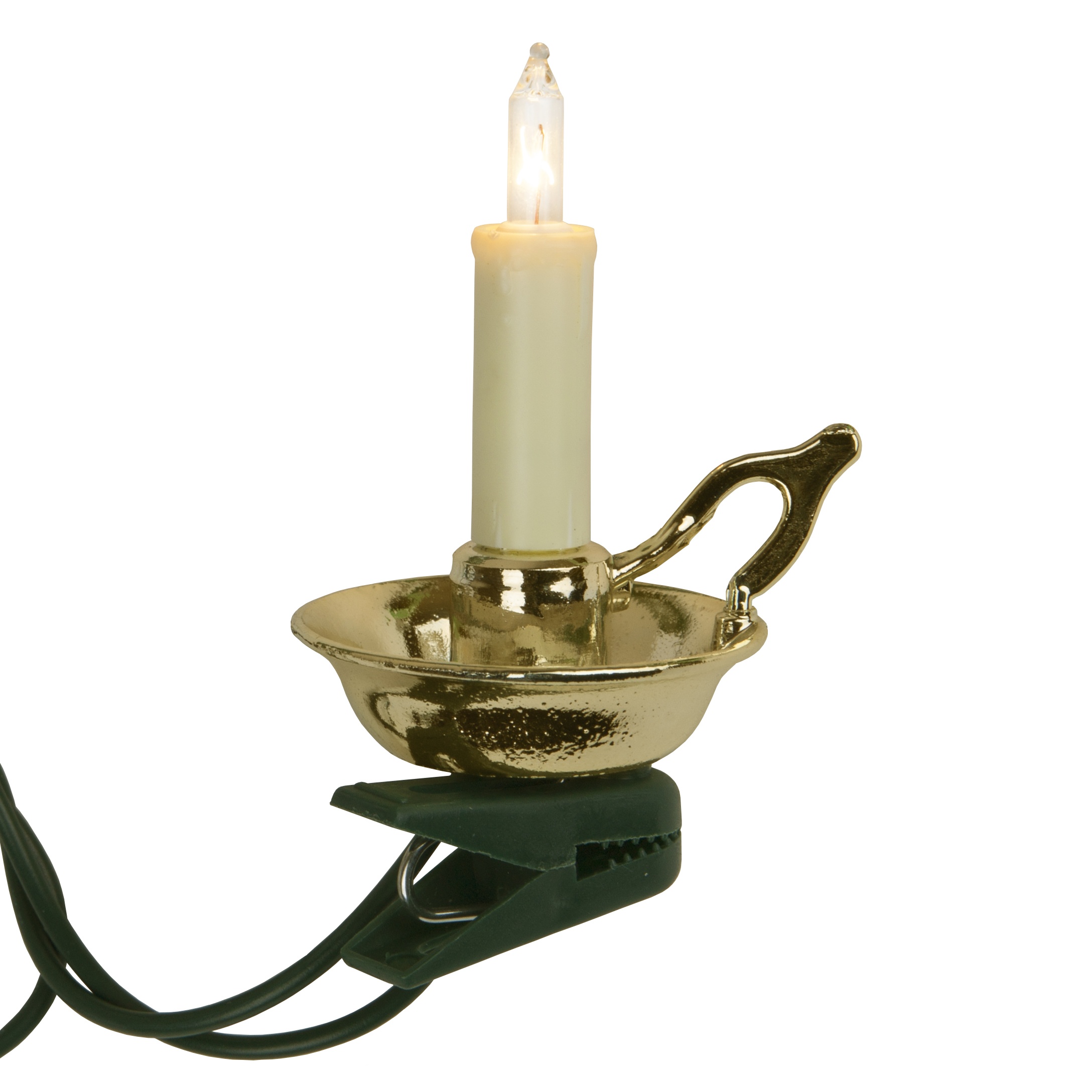 Ivory Candle Bulb with Gold Dish