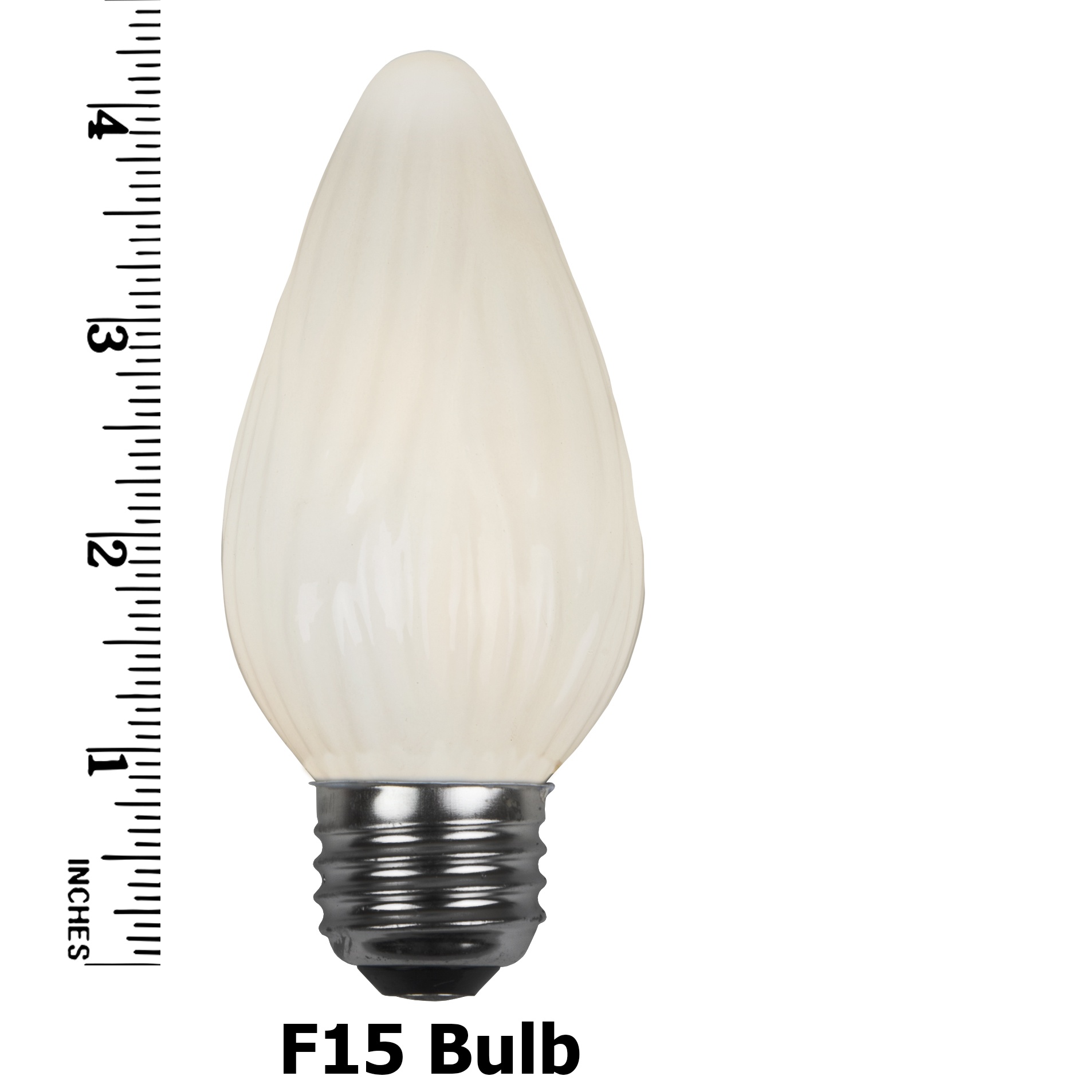 F15 Opaque White Flame Replacement Bulb E26 Base Measurements
