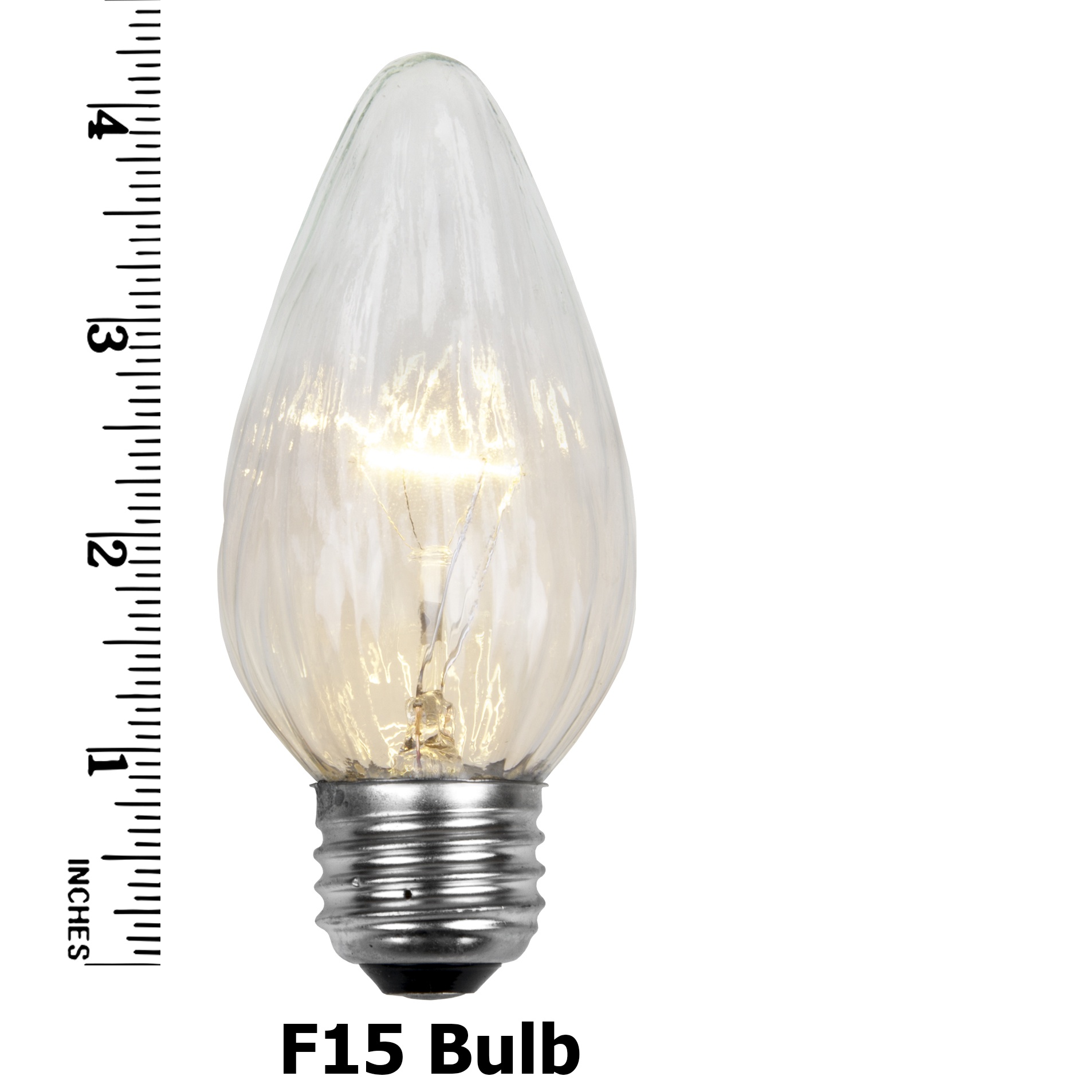 F15 Transparent Clear Flame Replacement Bulb E26 Base Measurements