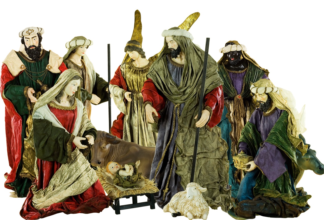 Large Fabric Polyresin Nativity Set
