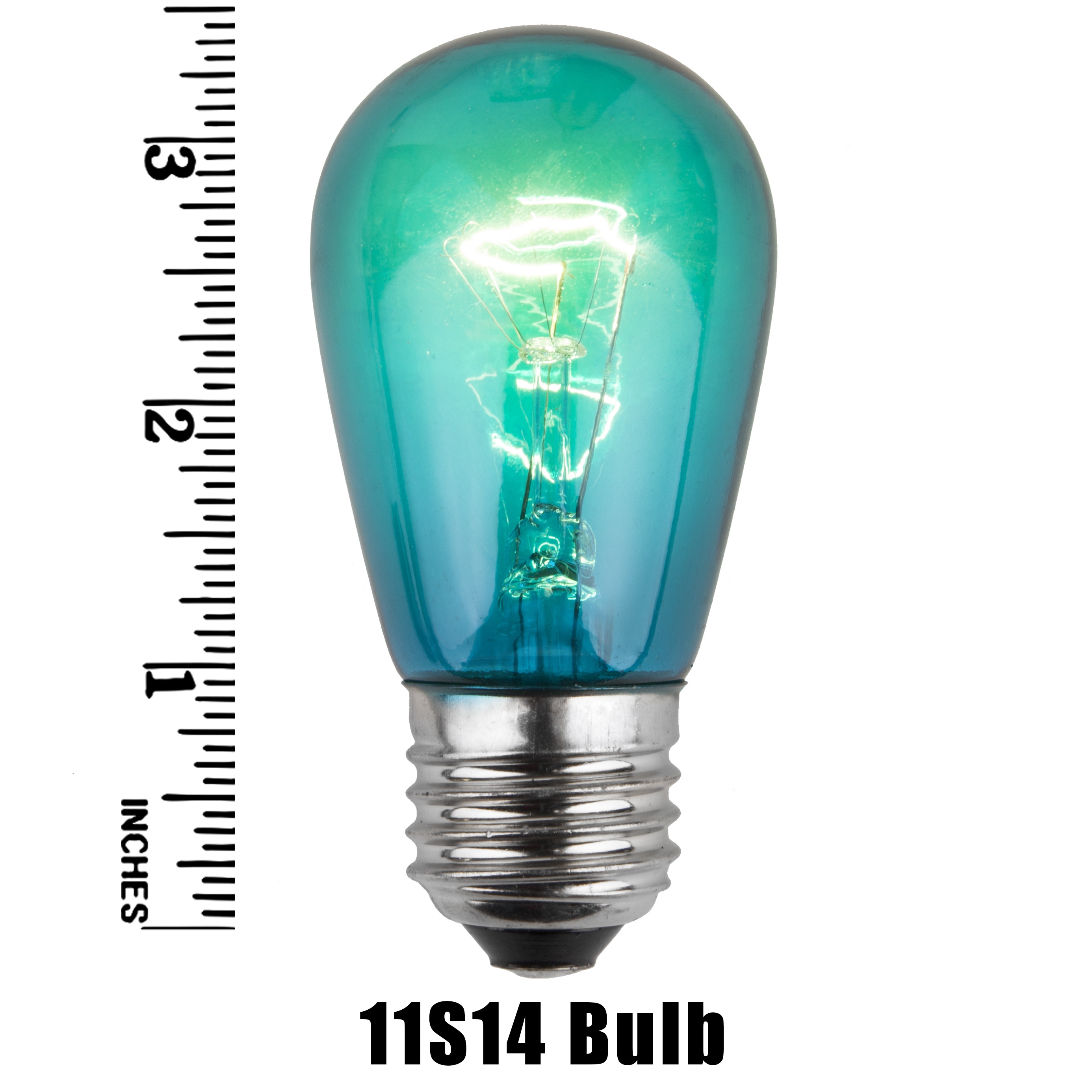 11S14 Transparent Incandescent Teal Sign Lamp Measurement