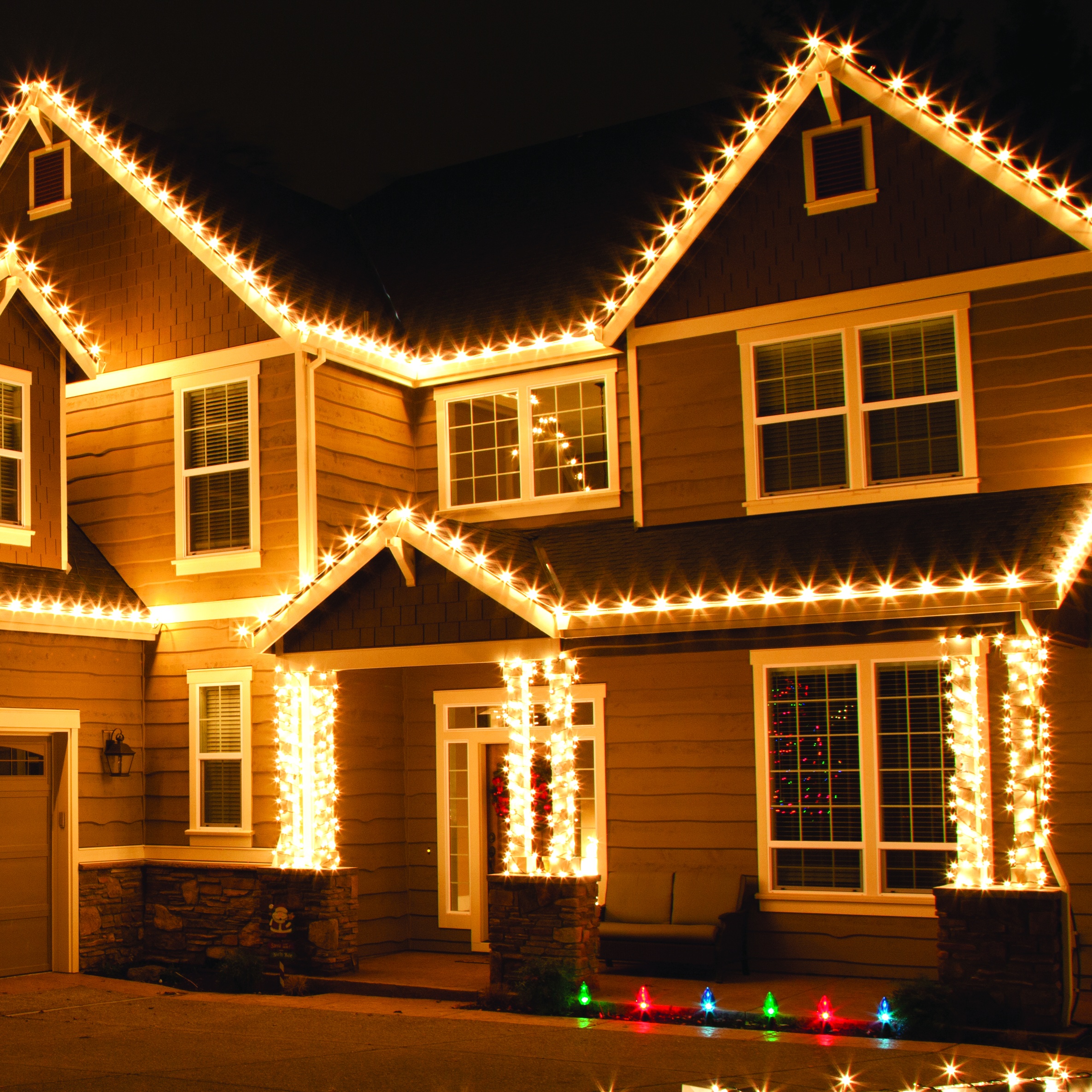 White Christmas Lights House