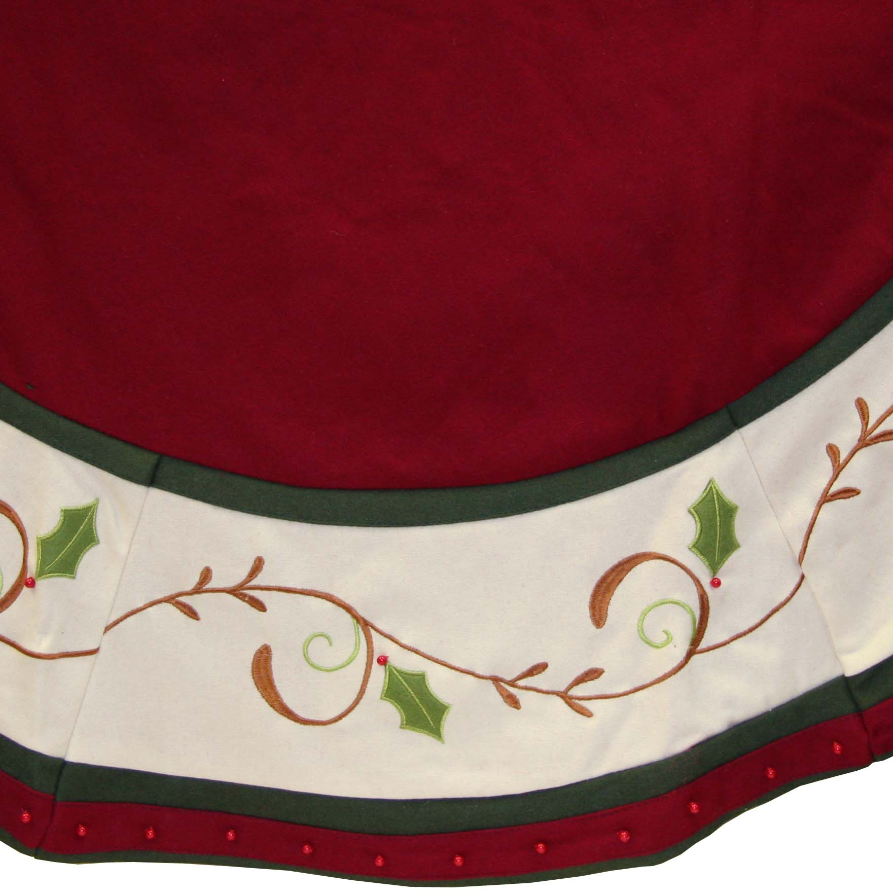 Christmas Tree Skirt, Burgundy Velvet with Beaded Flowers - Arcadia Home  Stockings & Tree Skirts | Maisonette