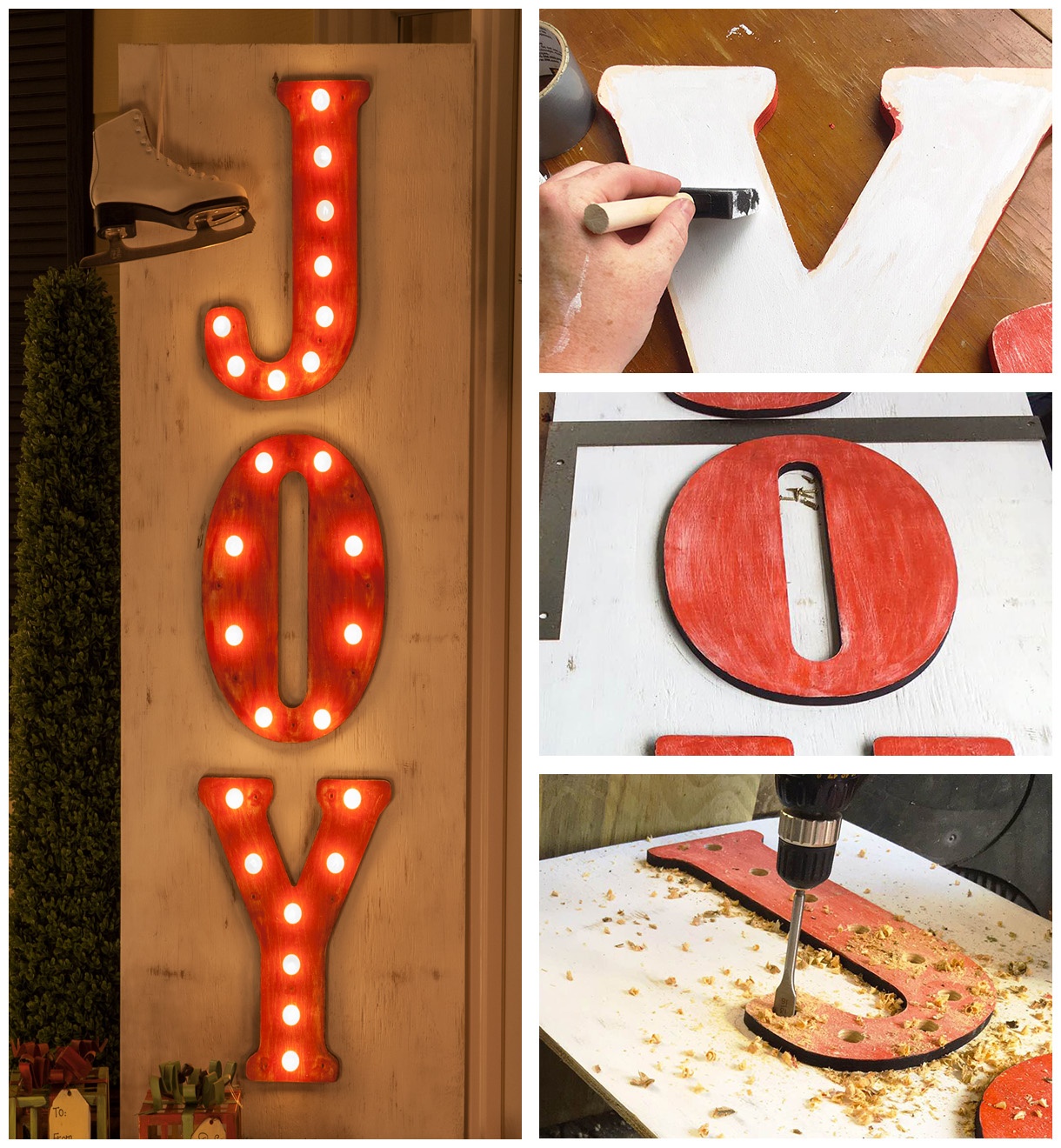 How to Make Christmas Joy DIY Marquee Letters with Lights