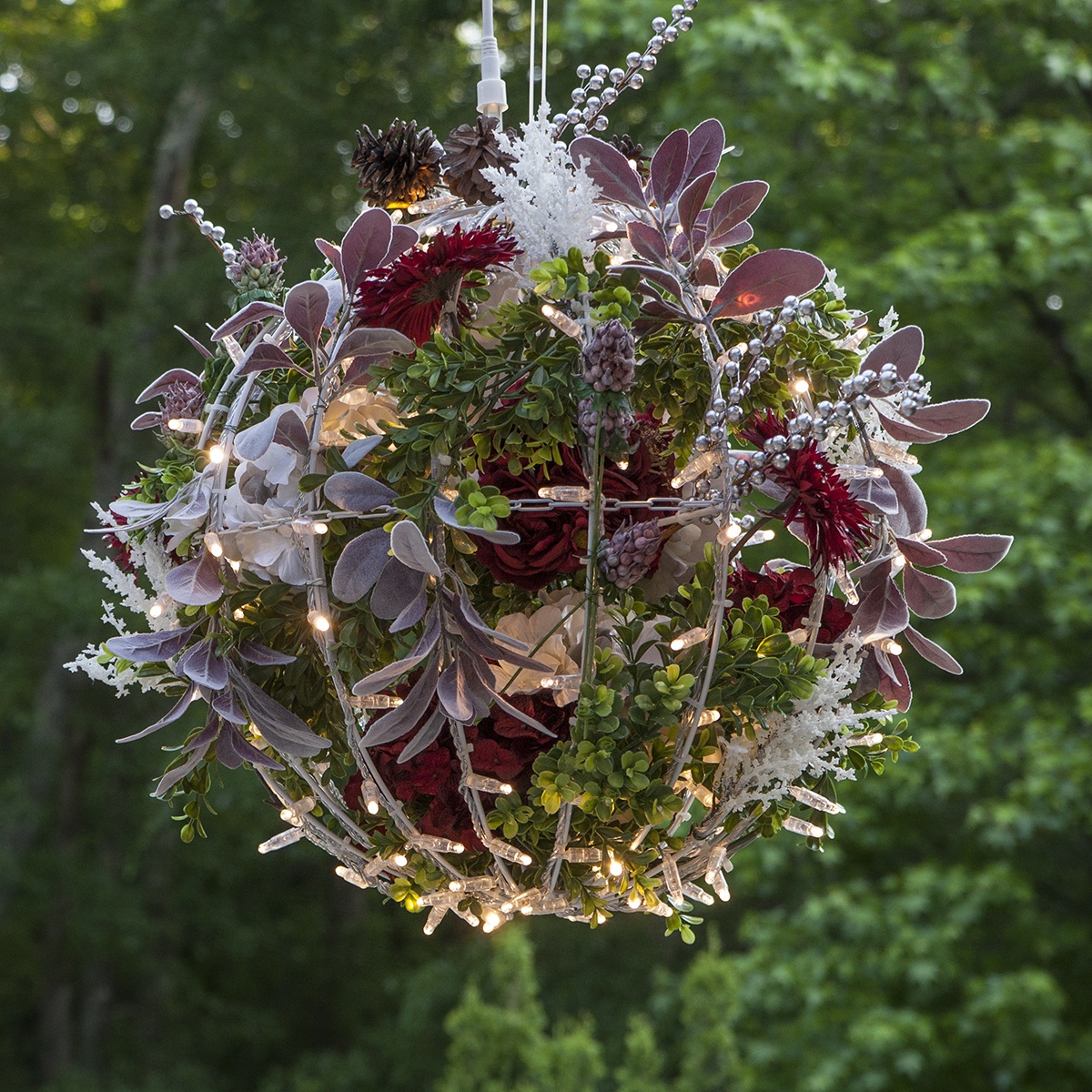 DIY Flower Christmas Light Balls